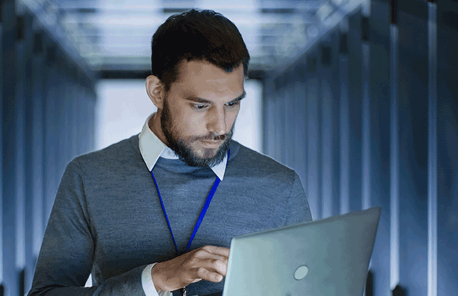 A man working on a laptop computer