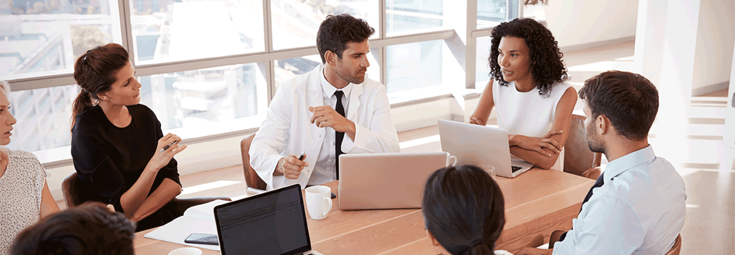 Healthcare professionals in a meeting