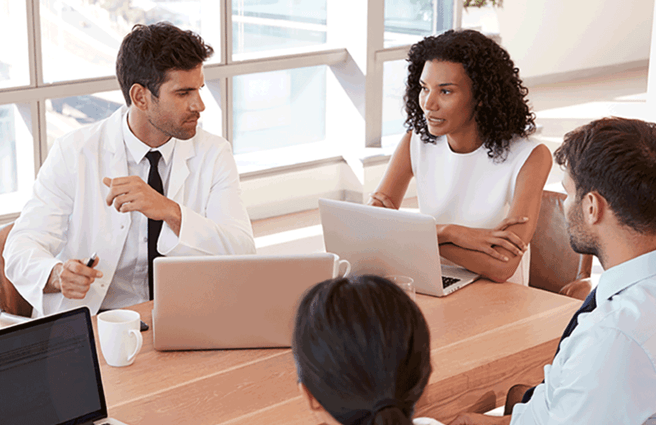 Healthcare professionals in a meeting