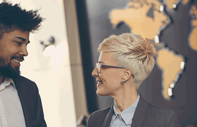 Two people in conversation