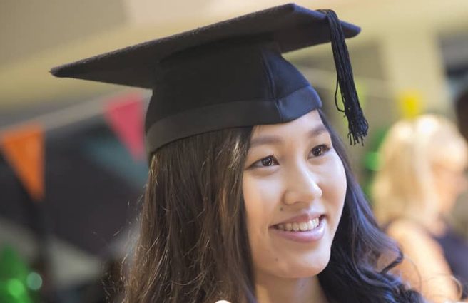 A student at a graduation ceremony