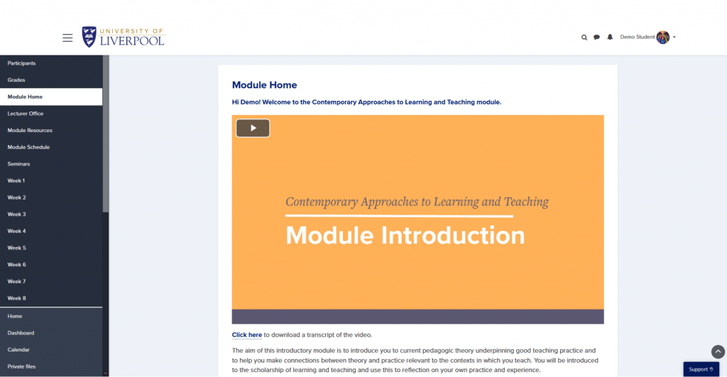 Module Home Page VLE